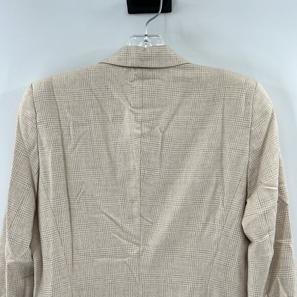 Escada Women's Silk/Cashmere Plaid Double Breasted Blazer - Cream/Tan - 34 - Picture 6 of 7